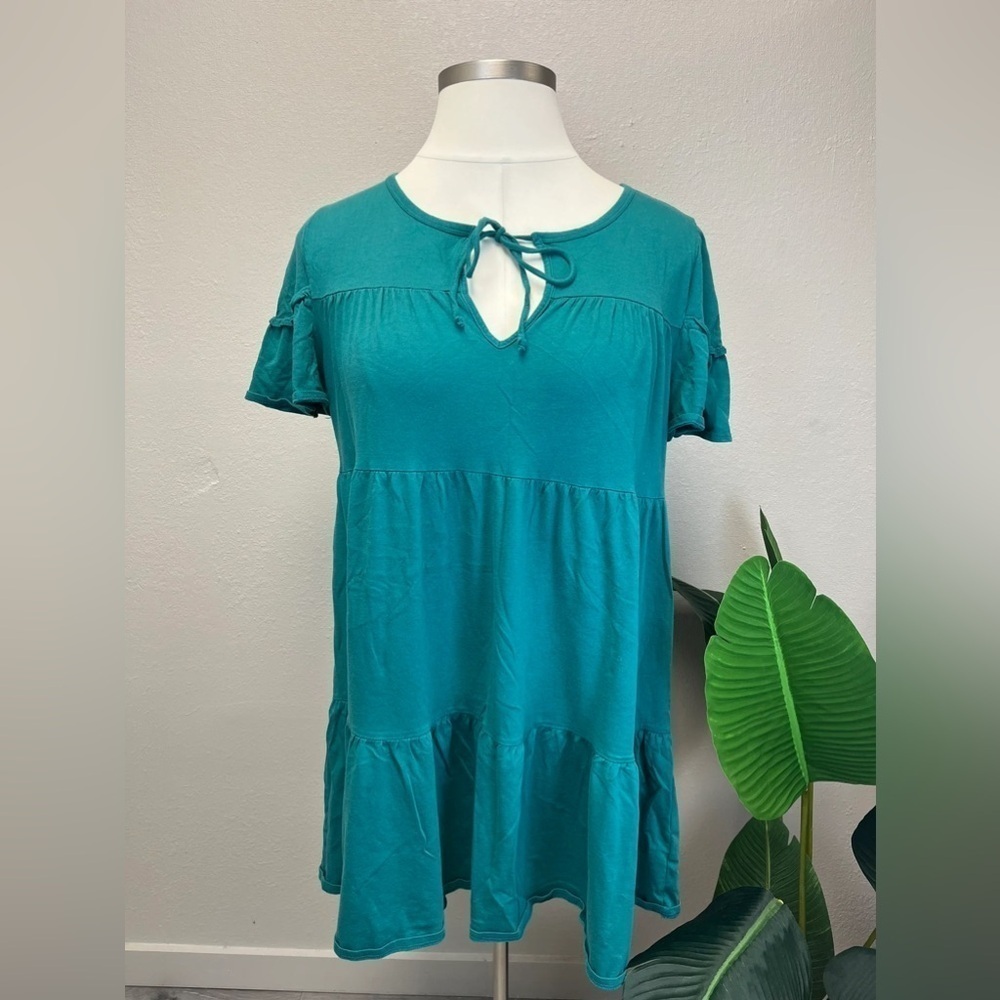 J.Crew Turquoise Tiered Mini Dress - Size XL